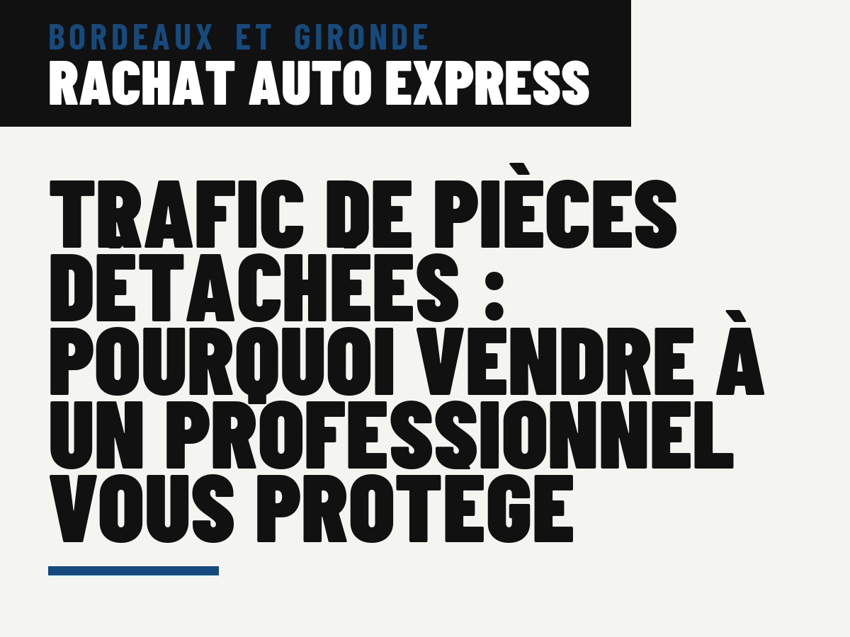 Trafic de pièces détachées : pourquoi vendre à un professionnel vous protège